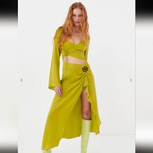NWT $288 For Love and Lemons Allie Green Midi Dress Size Small